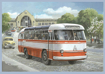 30.10.2015 вводиться в обіг поштова марка № 1469 «Автобус ЛАЗ 695. 1961» в серії «Міський транспорт»